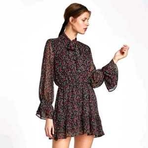 Zara Floral Dress Size M With Bow